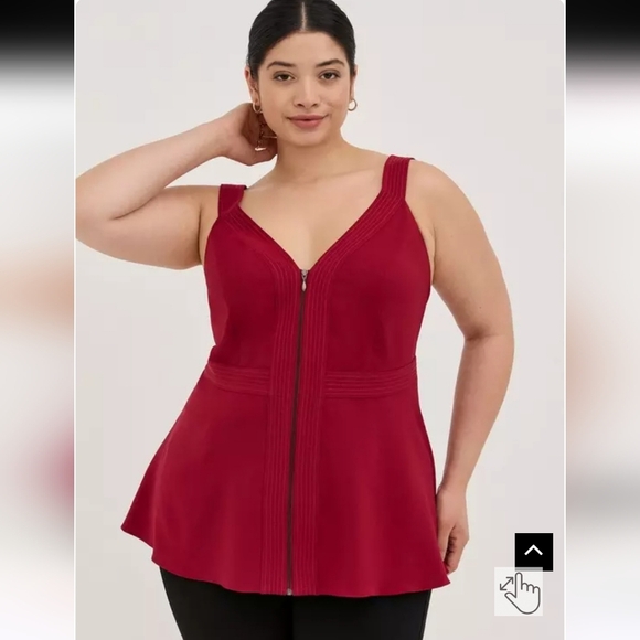 torrid Tops - ⚘️NWOT Torrid 3x Peplum Crepe Zip-Front Top